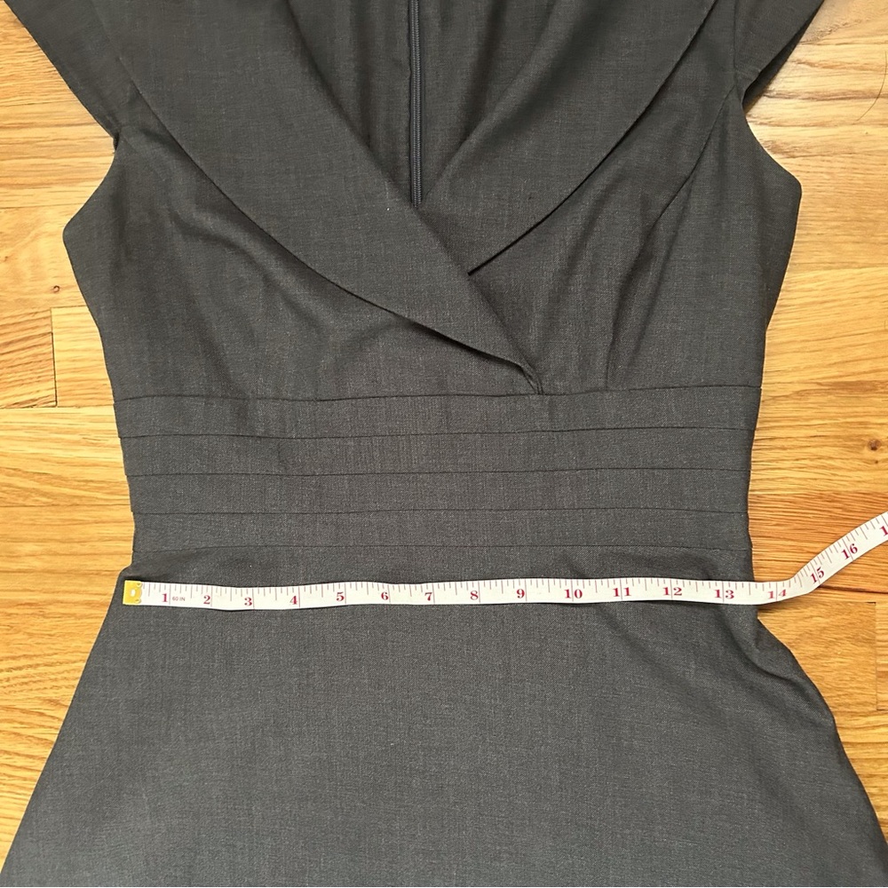 Calvin Klein Charcoal Wrap Cap Sleeve Banded Waist Dress - Picture 11 of 12